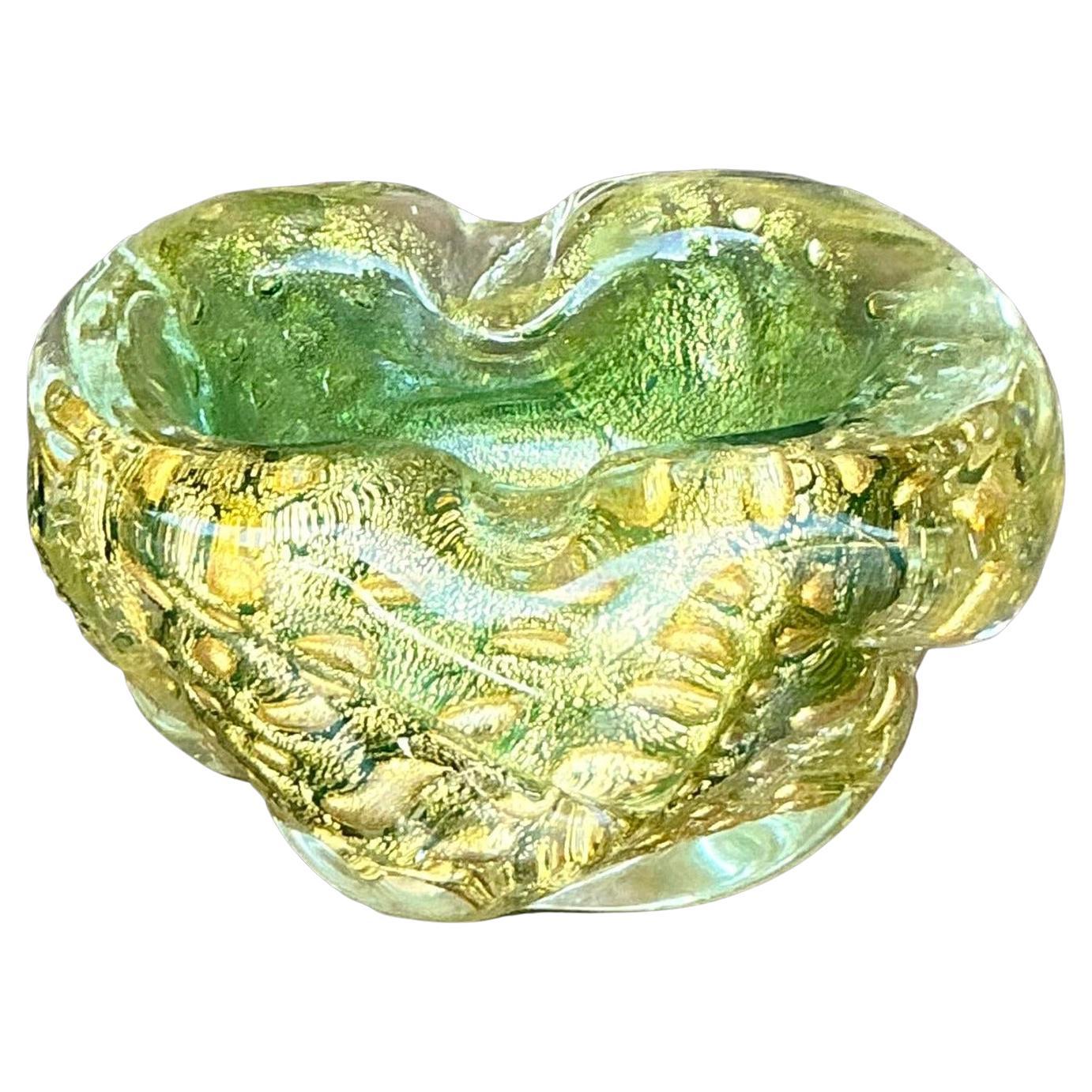 Vintage Italian Gold Dust Glass Bowl After Murano