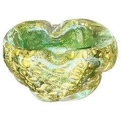 Vintage Italian Gold Dust Glass Bowl After Murano