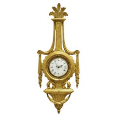 Vintage Italian Gold Gilt Draped Carved Wood Regency Style Wall Clock