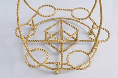 Vintage Italian Gold Gilt Iron Rope Hollywood Regency Bar Table Liquor Caddy (A)