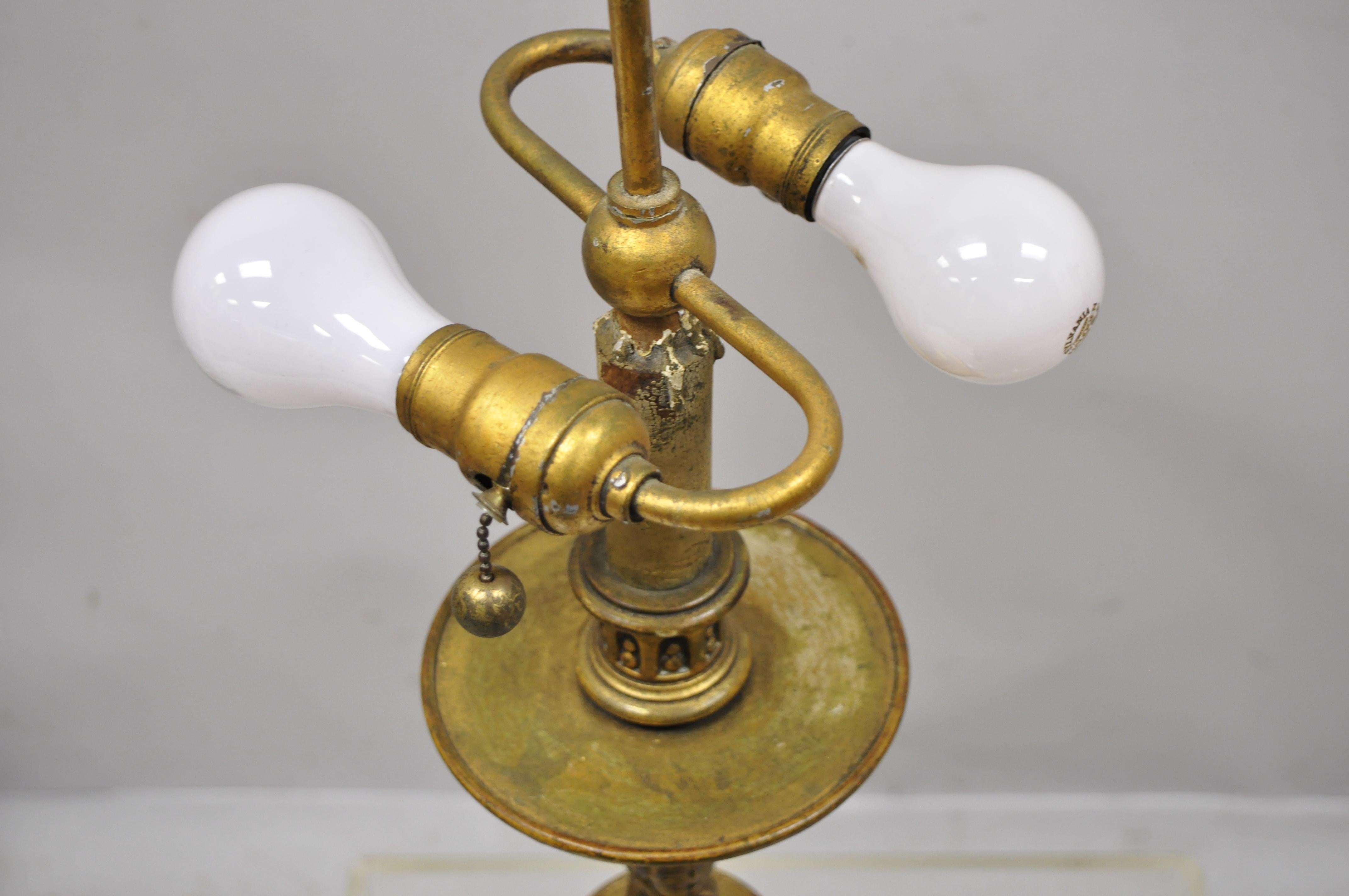 Vintage Italian Gold Giltwood Carved Candle Candelabrum Florentine Table Lamp For Sale 1