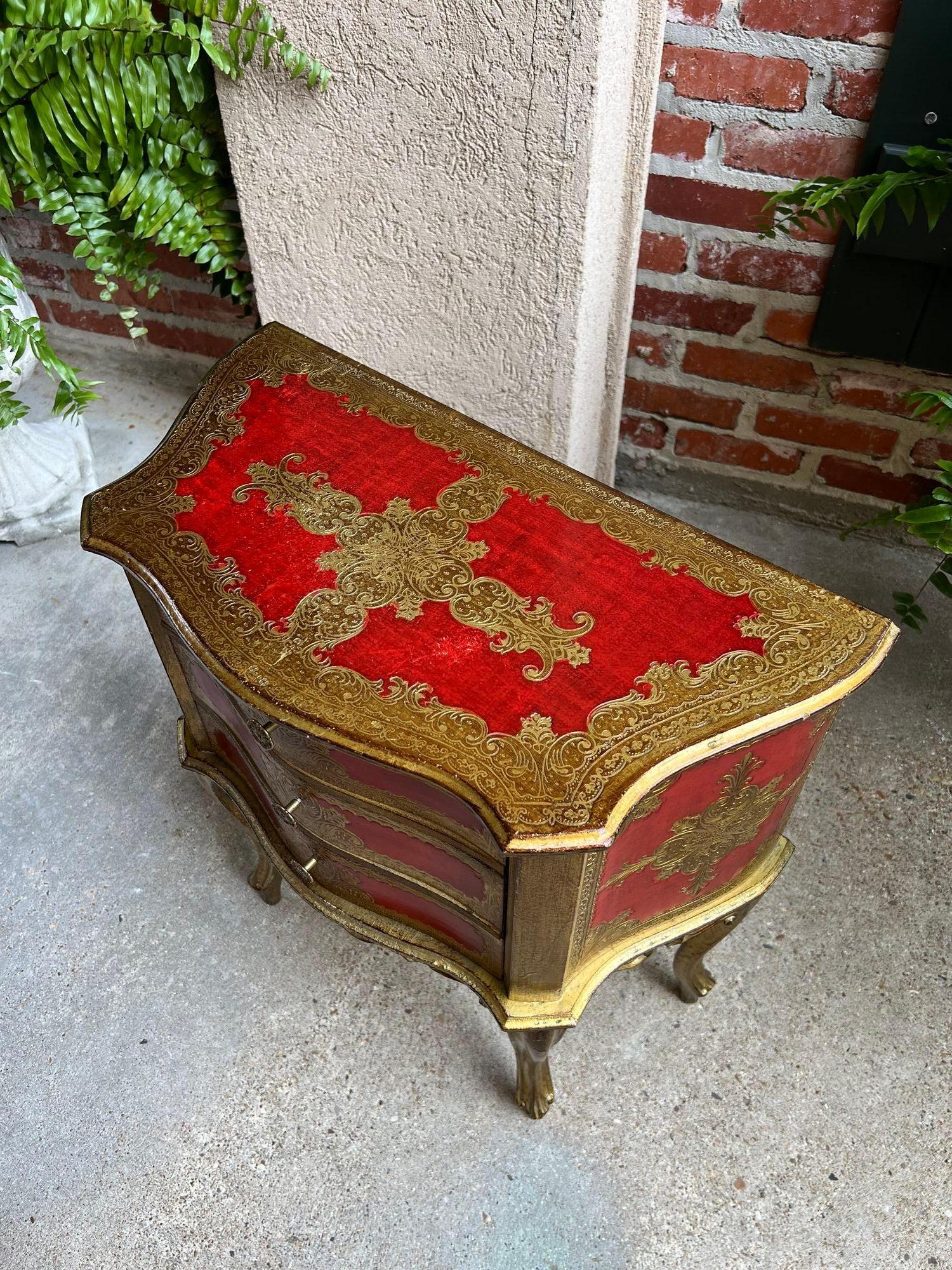 Vintage Italienisch Gold vergoldet Wood Chest End Tabelle Florentine RED Hollywood Regency im Angebot 2
