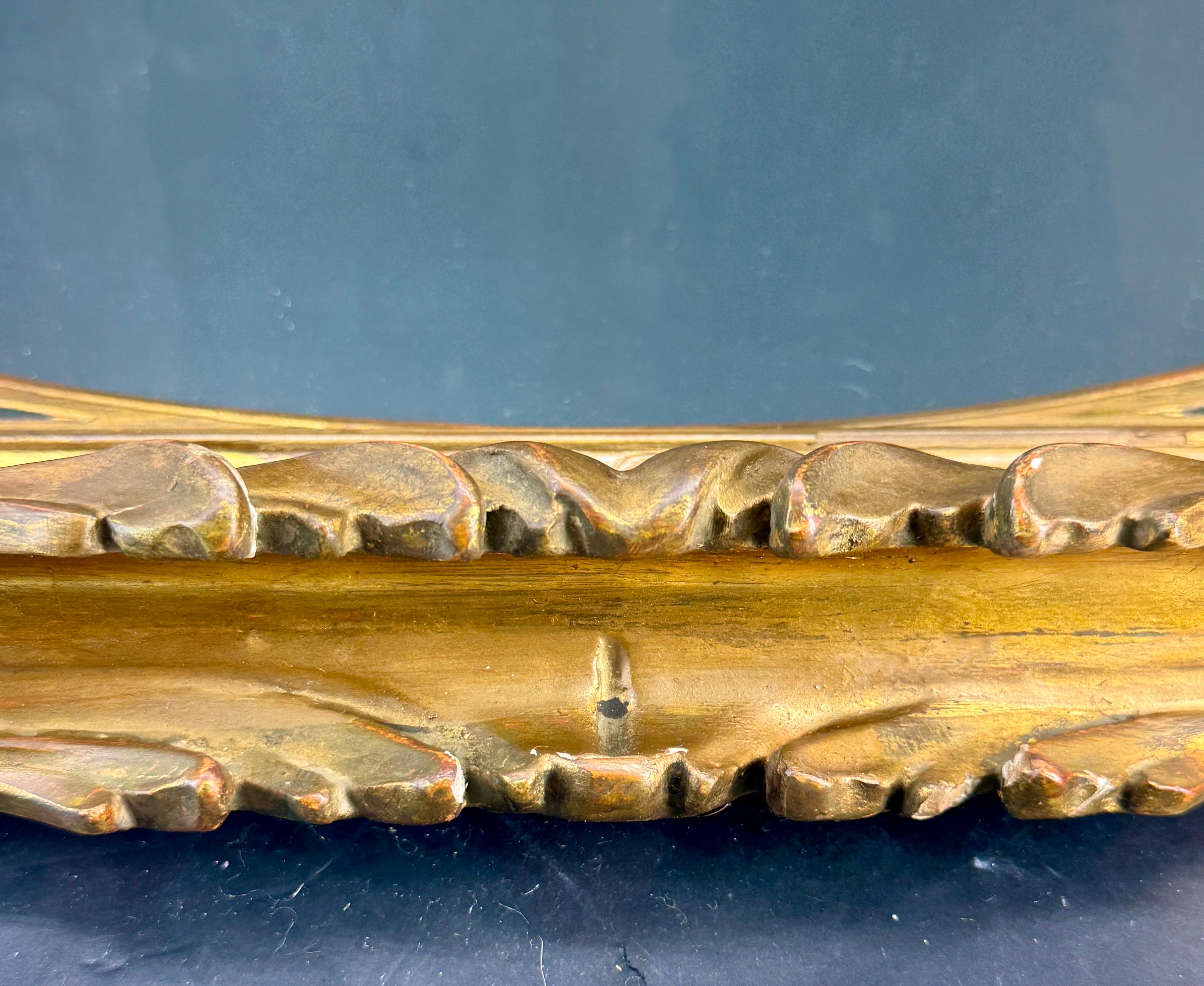 Vintage Italian Gold Gilt Wood Florentine Wall Mirror For Sale 7