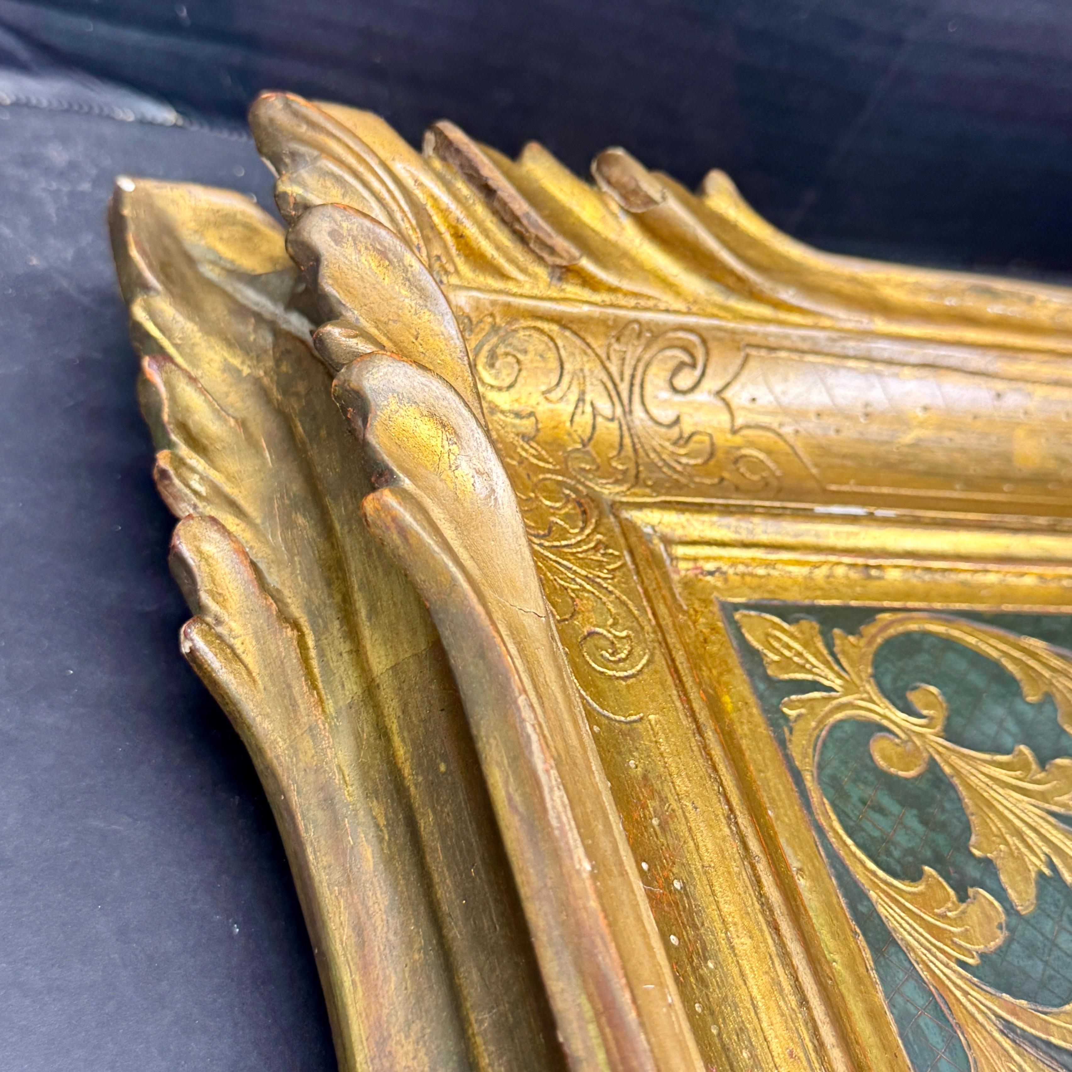 Vintage Italian Gold Gilt Wood Florentine Wall Mirror For Sale 9