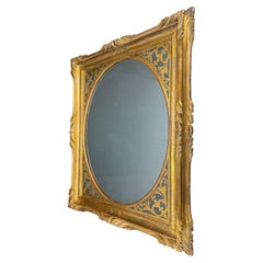 Vintage Italian Regency Gold Gilt Carved Wood Wall Mirror, 1950s