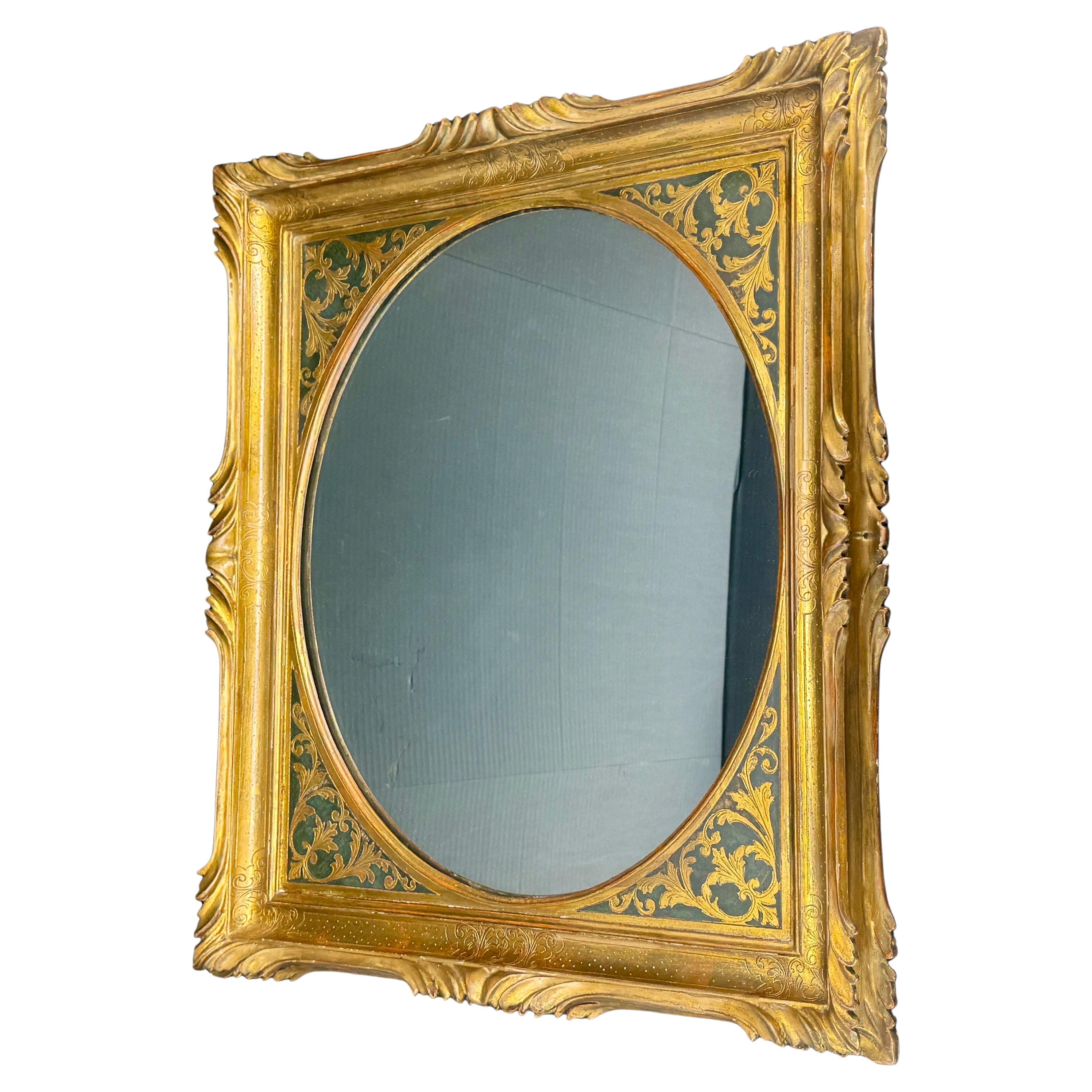 Regency Vintage Italian Gold Gilt Wood Florentine Wall Mirror For Sale