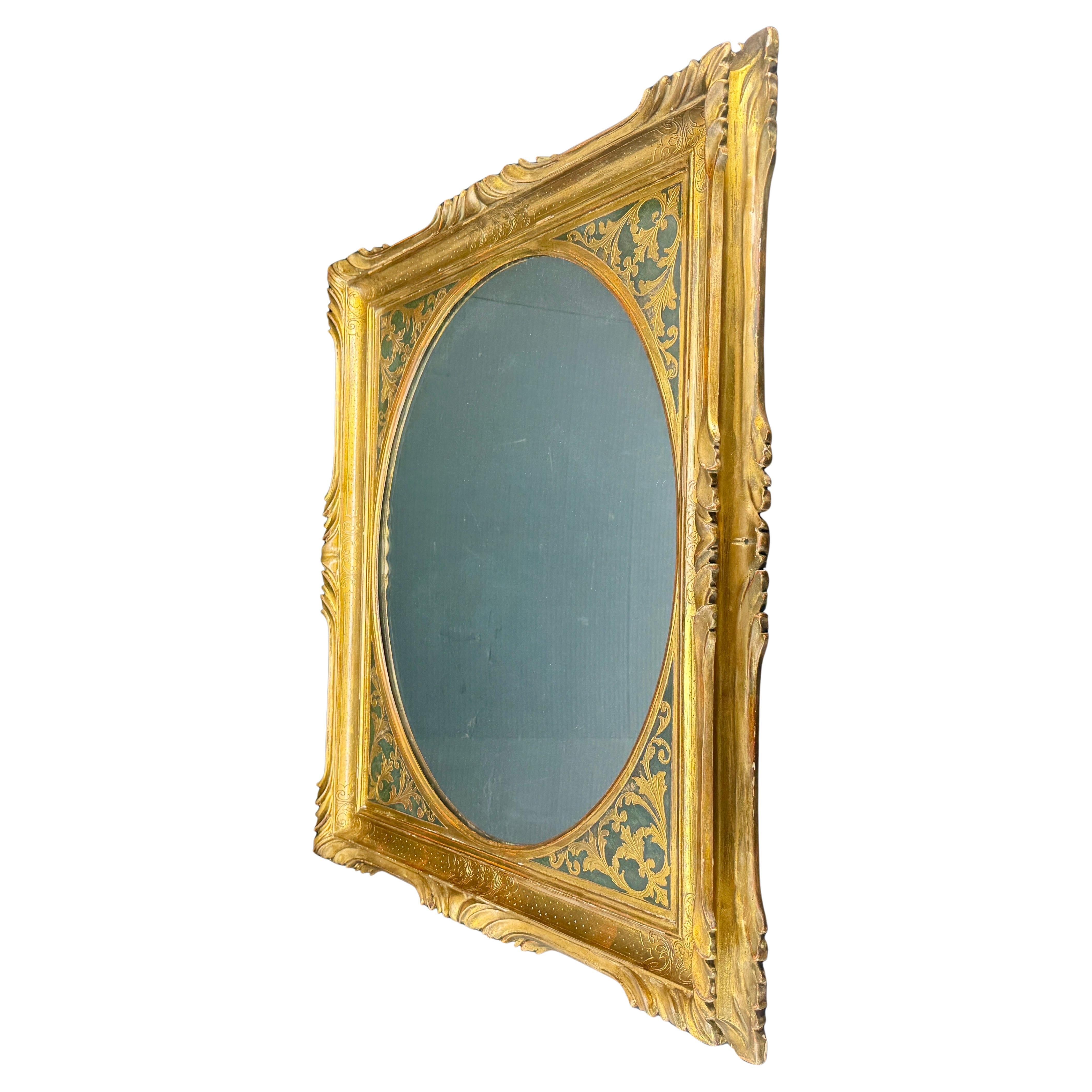 Hand-Carved Vintage Italian Gold Gilt Wood Florentine Wall Mirror For Sale