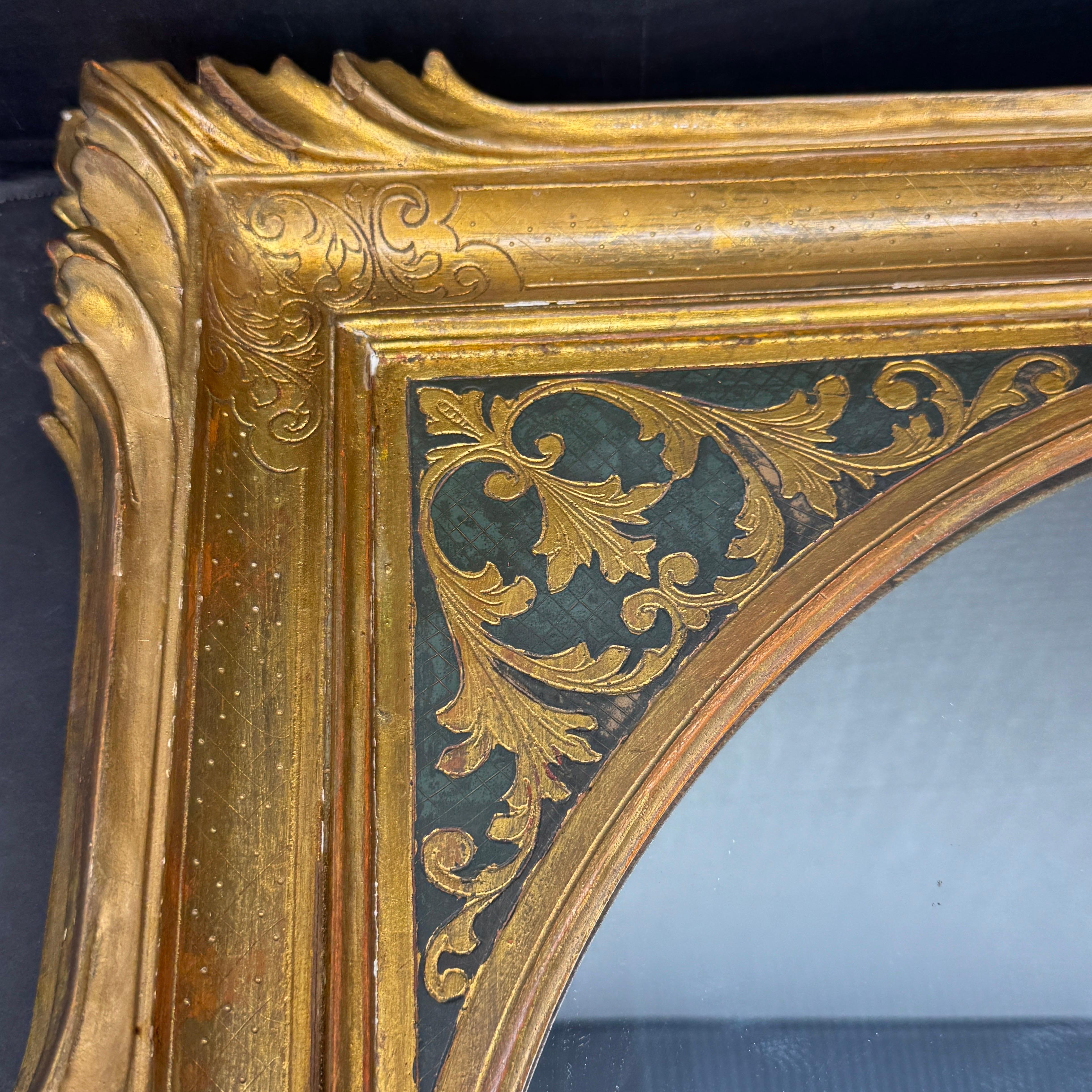 20th Century Vintage Italian Gold Gilt Wood Florentine Wall Mirror For Sale