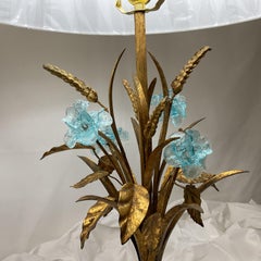 Vintage Italian Gold Leaf and Venetian Glass Table Lamps