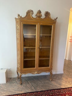 Vintage Italian Gold Leaf Display Cabinet, 1980s
