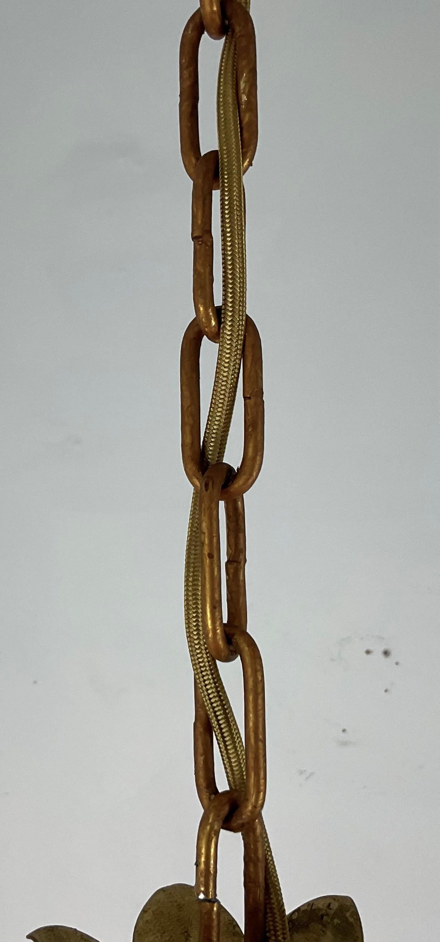Vintage Italian Gold Leaf Palm Chandelier For Sale 6
