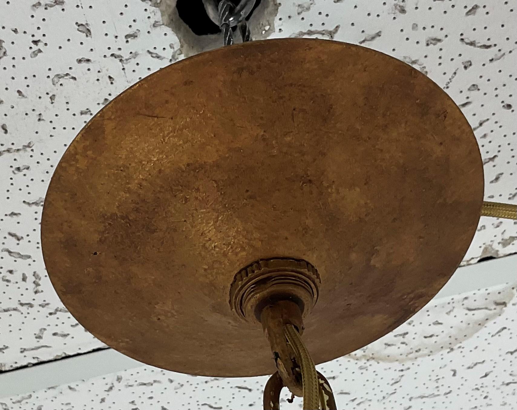 Vintage Italian Gold Leaf Palm Chandelier For Sale 7