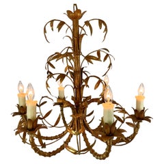 Vintage Italian Gold Leaf Palm Chandelier