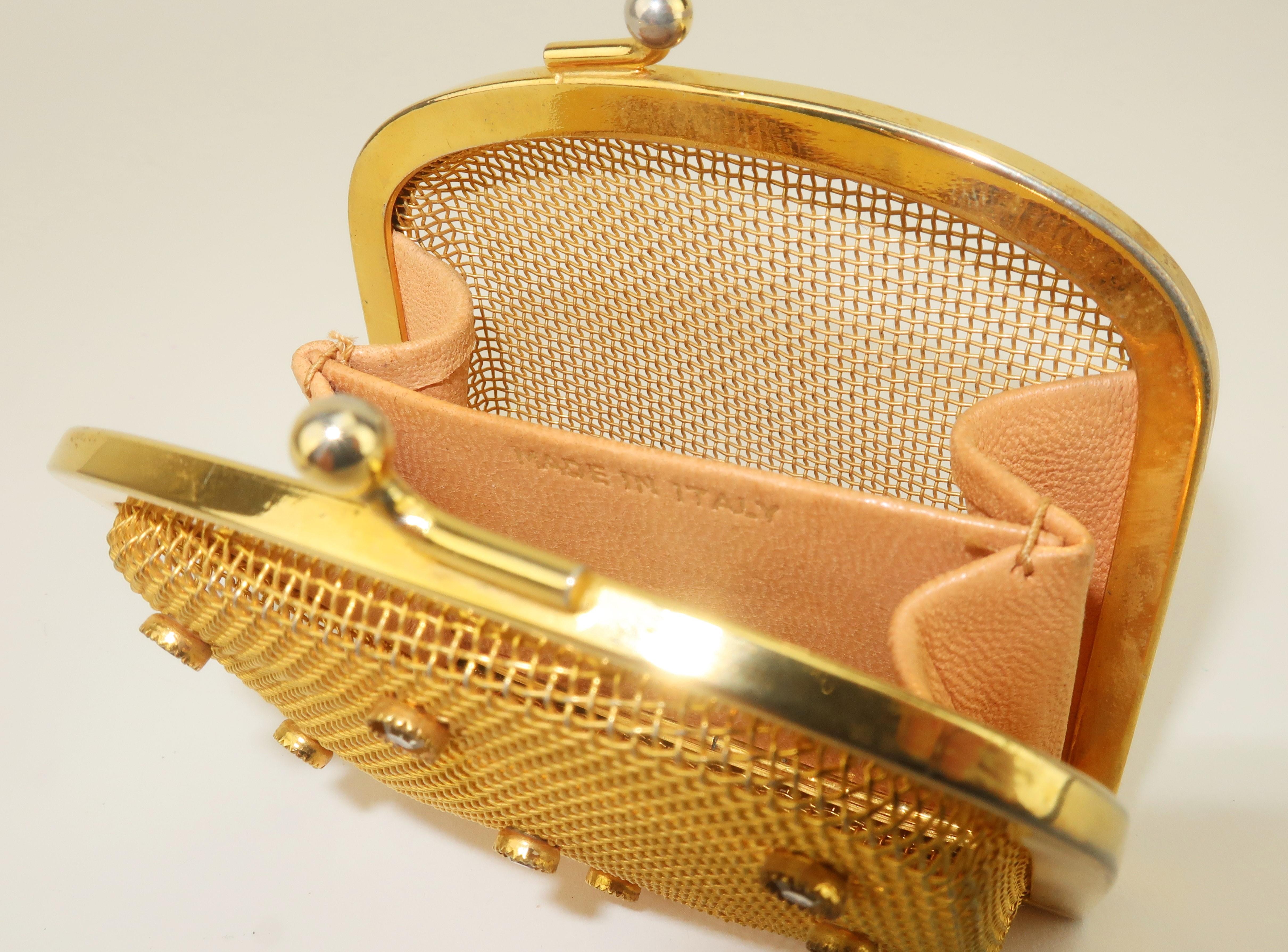 Vintage Italian Gold Mesh Change Purse With Rhinestones 4