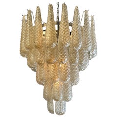 Vintage Italian Gold Murano Glass Tear Drop Glass Waterfall Chandelier