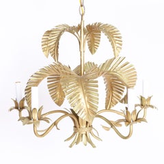Vintage Italian Gold Palm Tree Chandelier or Light Fixture