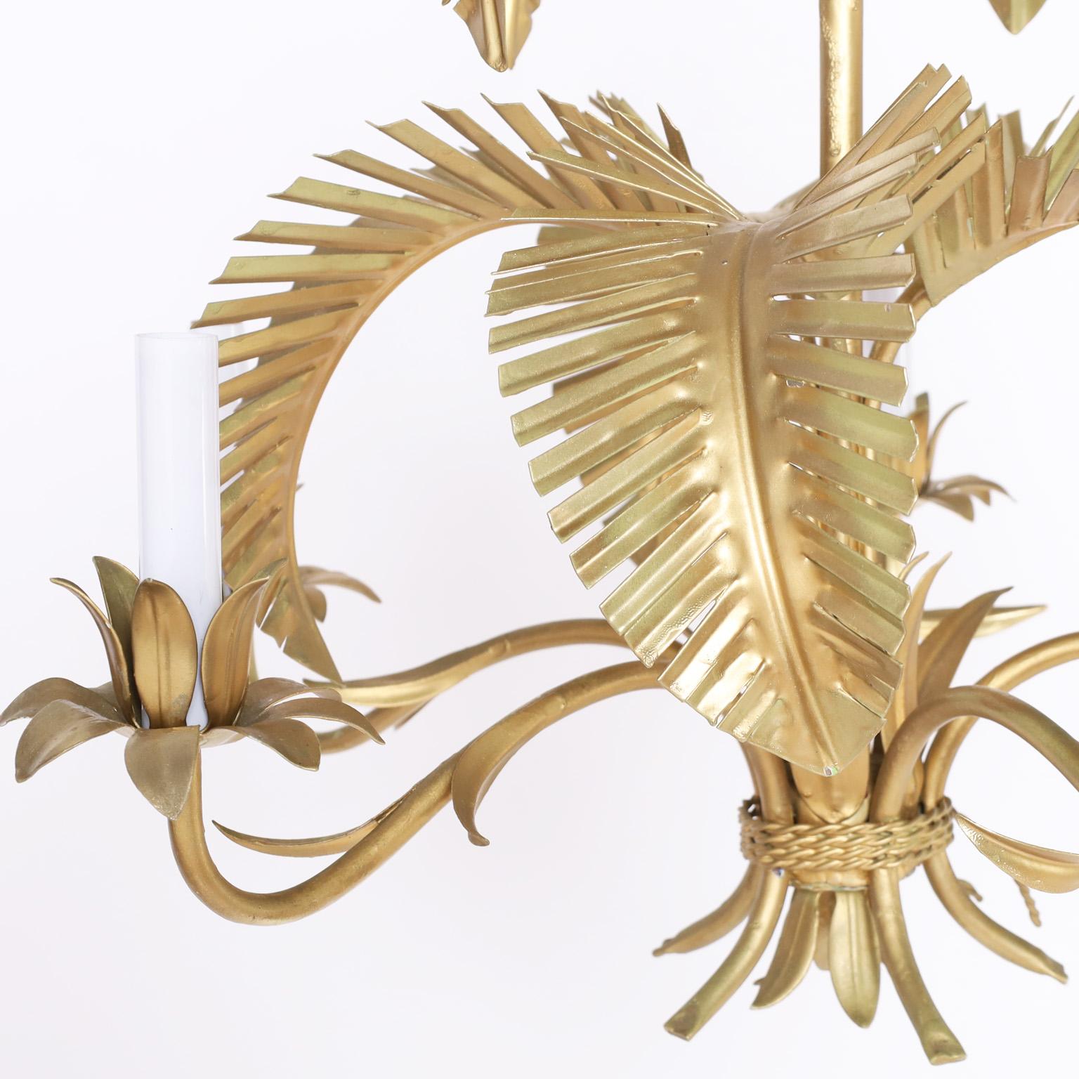 gold palm chandelier