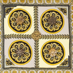 Vintage Italian Gold Scarf with 18th Century Floral Motifs on Canvas