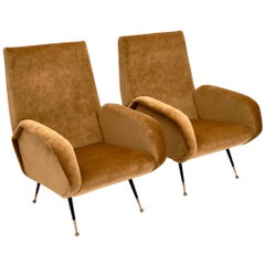 Vintage Italian Gold Velvet Armchairs