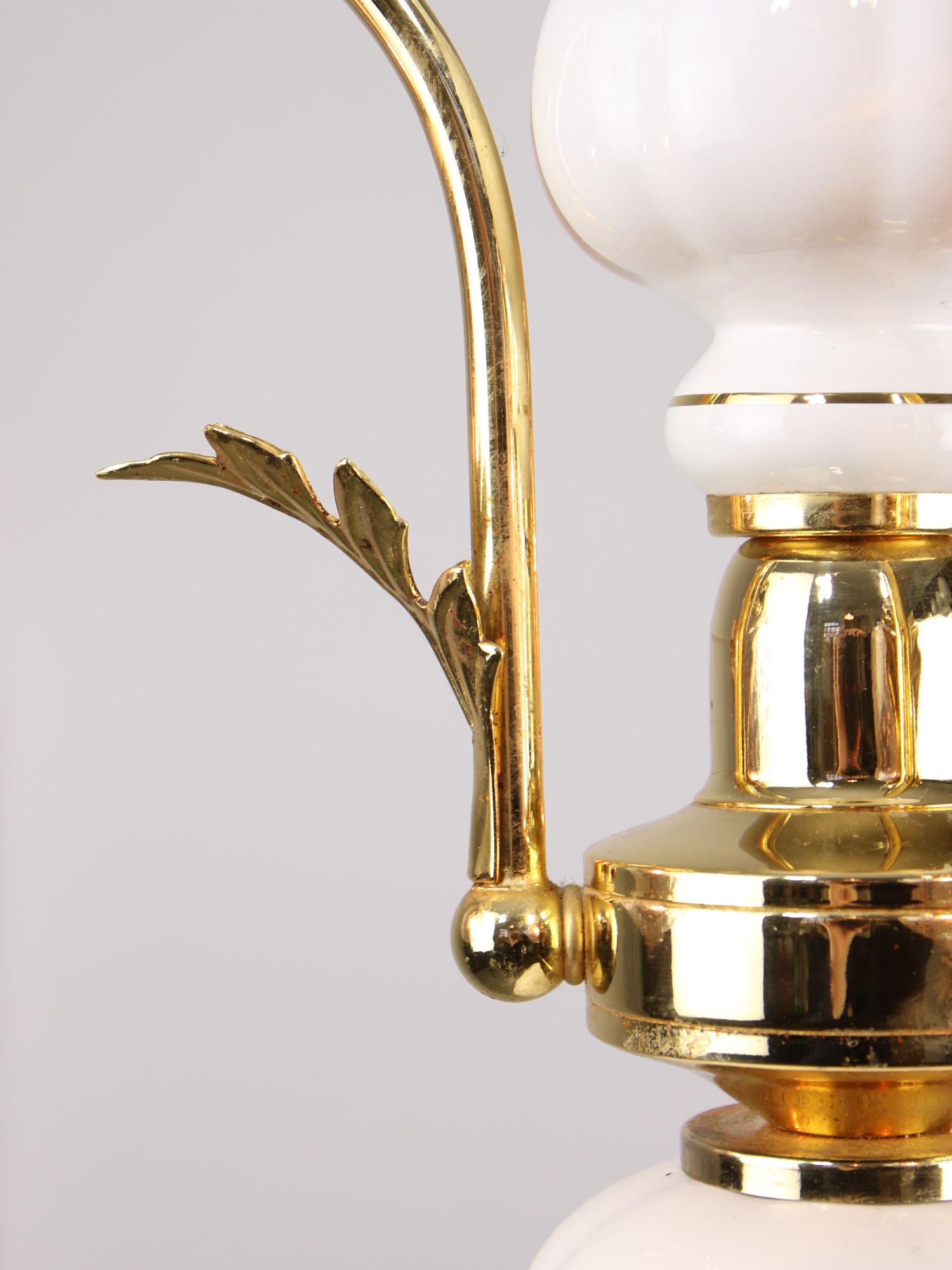 Vintage Italian Golden Ceramic and Glass Chandelier For Sale 6