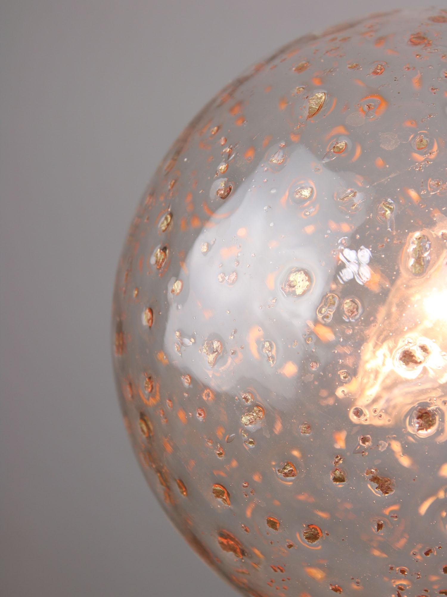 Vintage Italian Golden Ceramic and Glass Chandelier For Sale 8