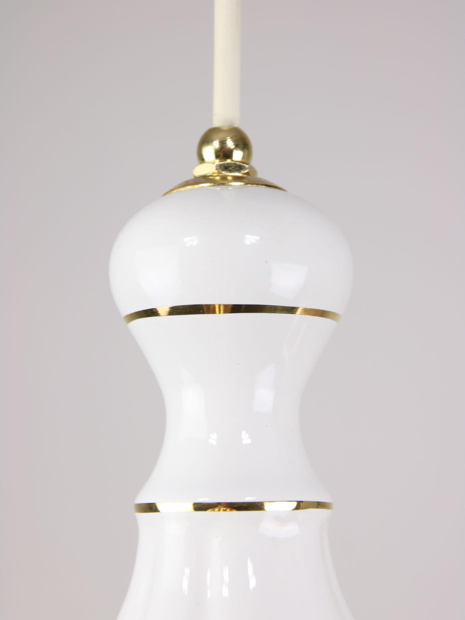 Vintage Italian Golden Ceramic and Glass Chandelier For Sale 10