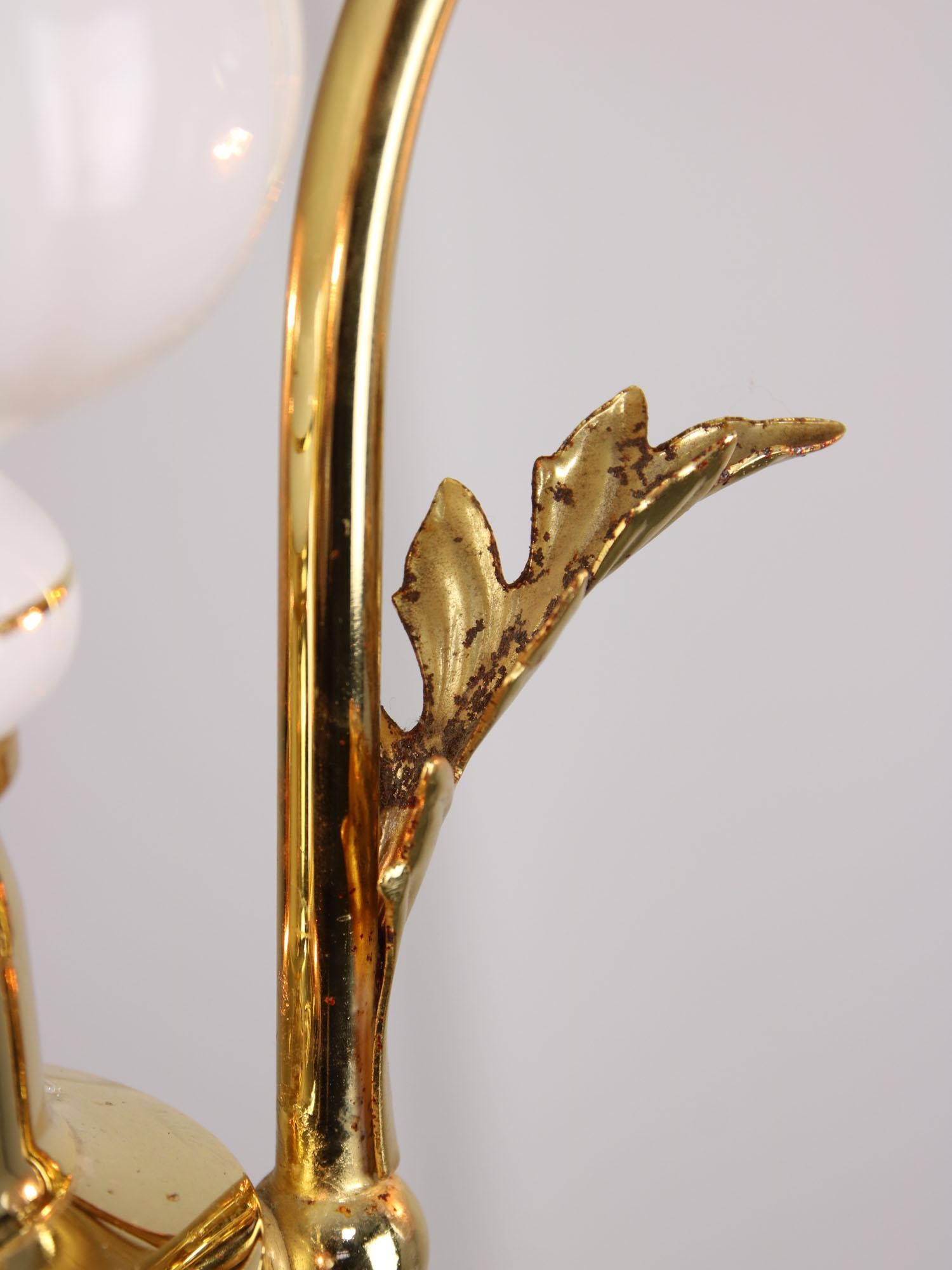 Vintage Italian Golden Ceramic and Glass Chandelier For Sale 11