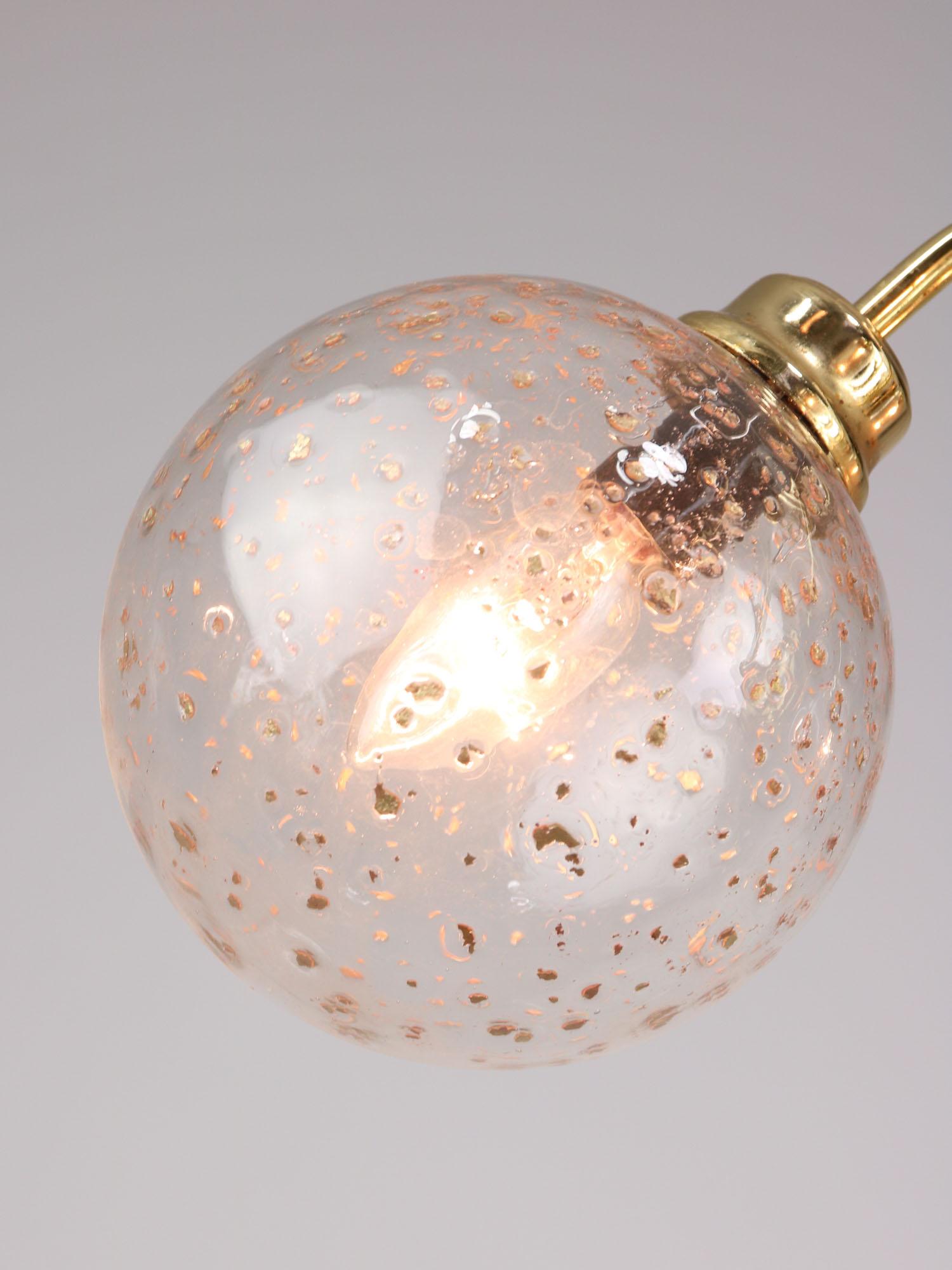 Vintage Italian Golden Ceramic and Glass Chandelier In Good Condition For Sale In Ljubljana, SI