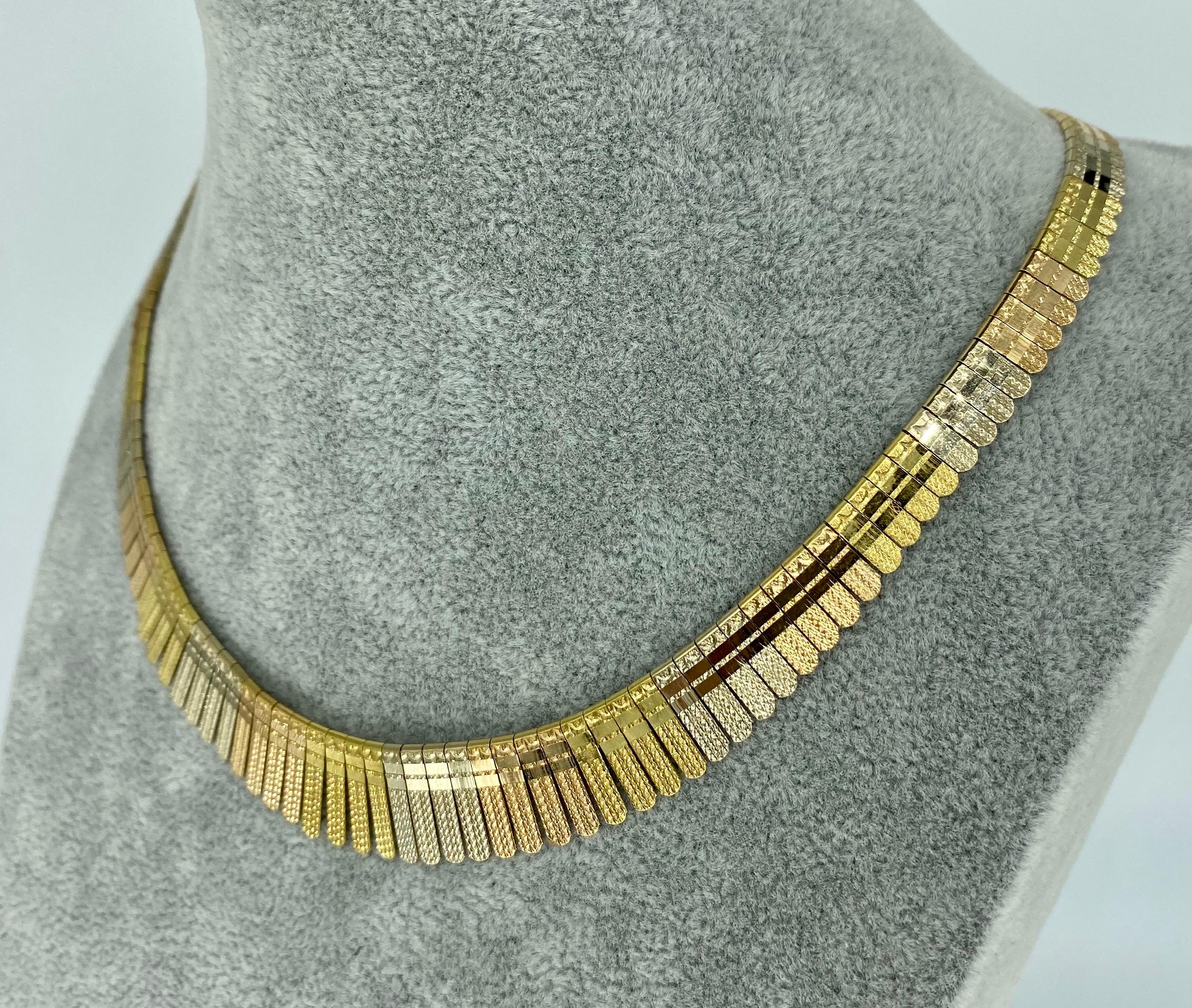 italian tri color gold necklace