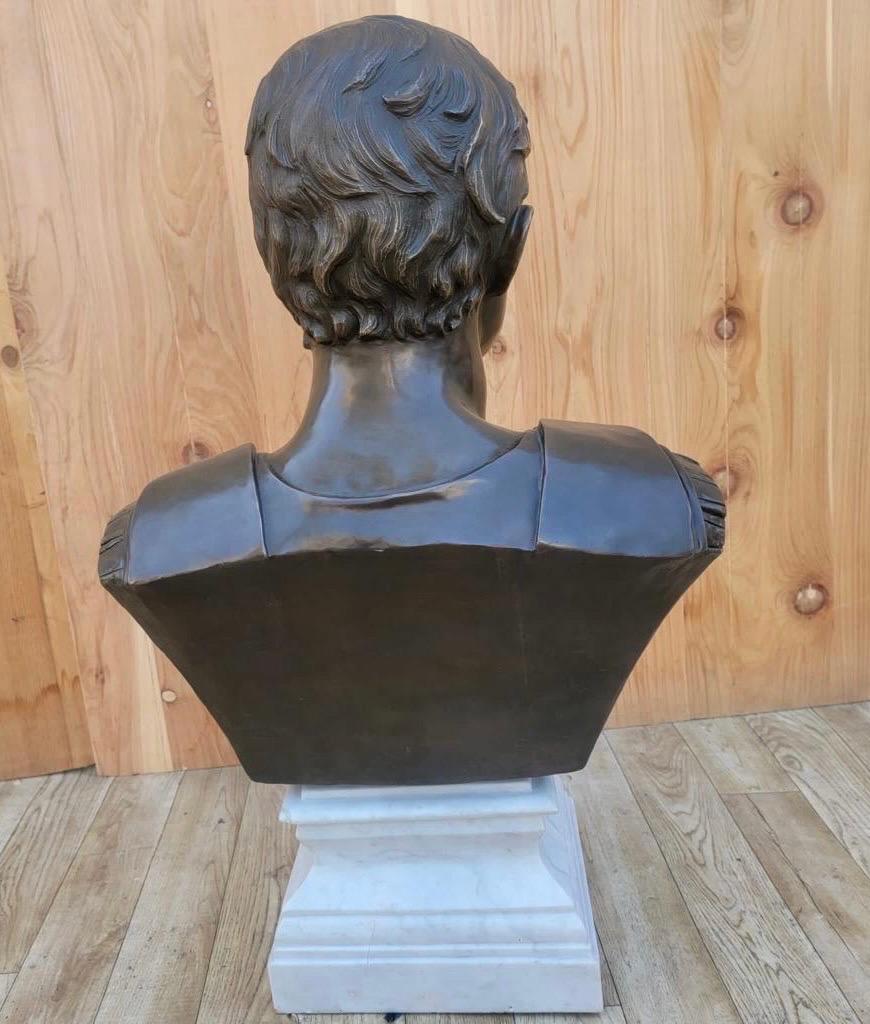 Vintage Italian Grand Tour Bronze Bust of Julius Augustus Caesar For Sale 2