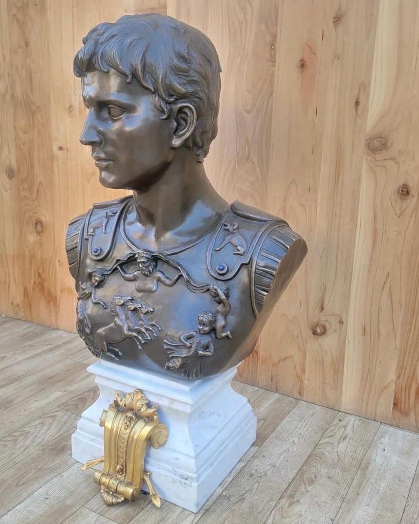 Vintage Italian Grand Tour Bronze Bust of Julius Augustus Caesar For Sale 3