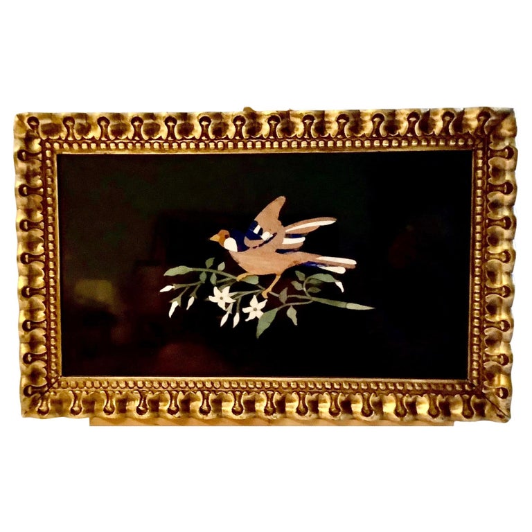 Vintage Italian Grand Tour Style Pietra Dura Mosaic Plaque, Framed 2 For Sale