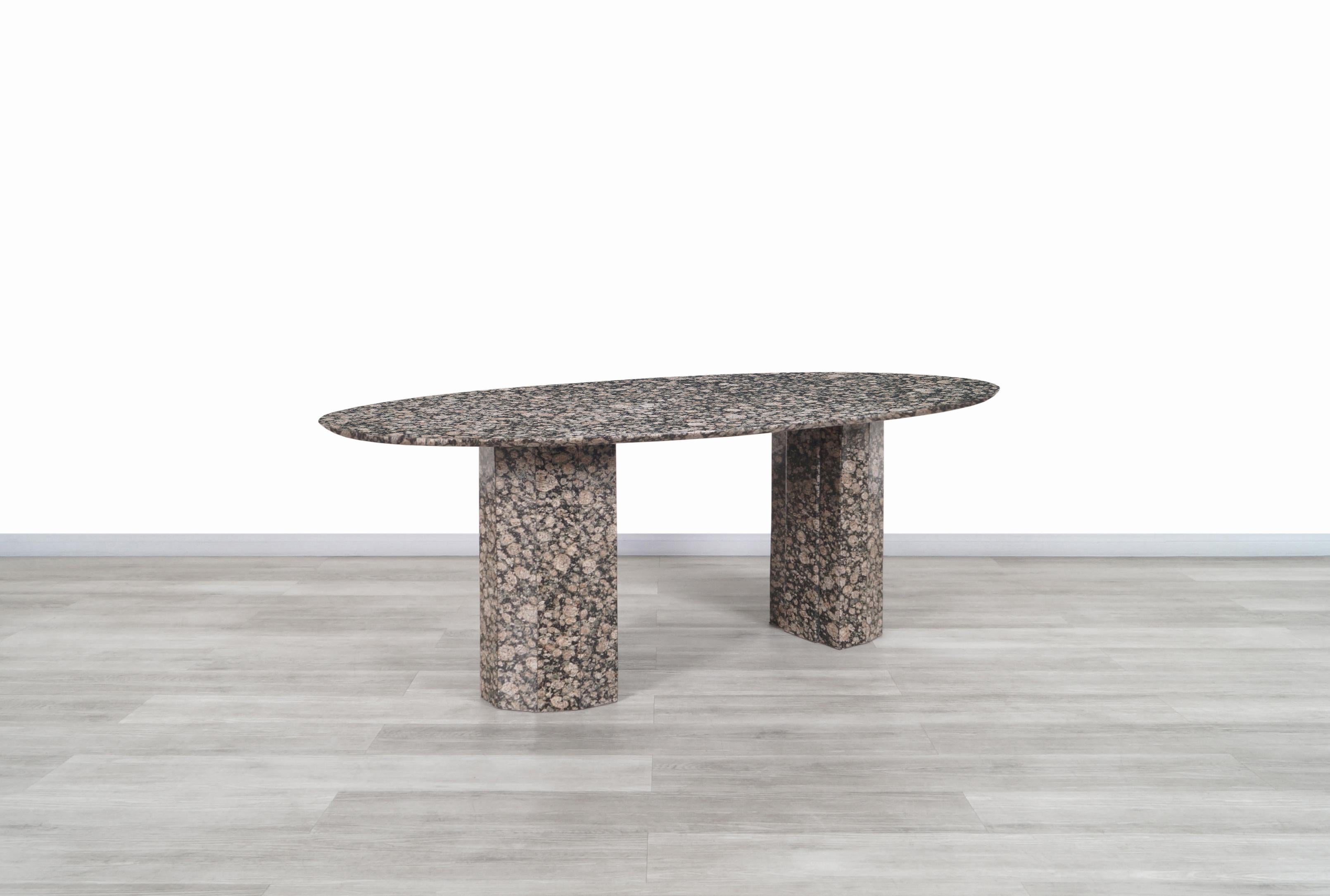 Mid-Century Modern Vintage Italian Granite Oval Dining Table