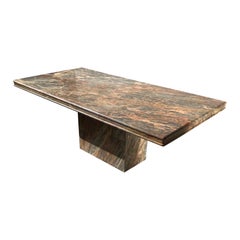 Vintage Italian Gray and Pink Marble Dining Table, 1970s