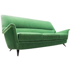 Italienisches grünes 3-sitziges Vintage-Sofa, 1950er-Jahre