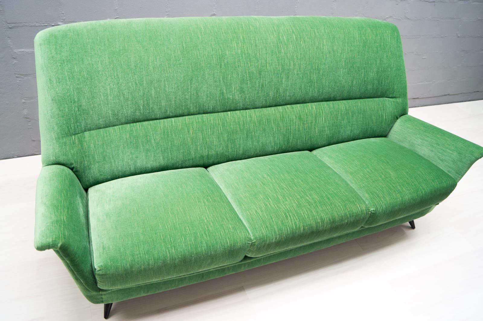Vintage Italian Green 3-Seat Sofa, 1950s For Sale 3
