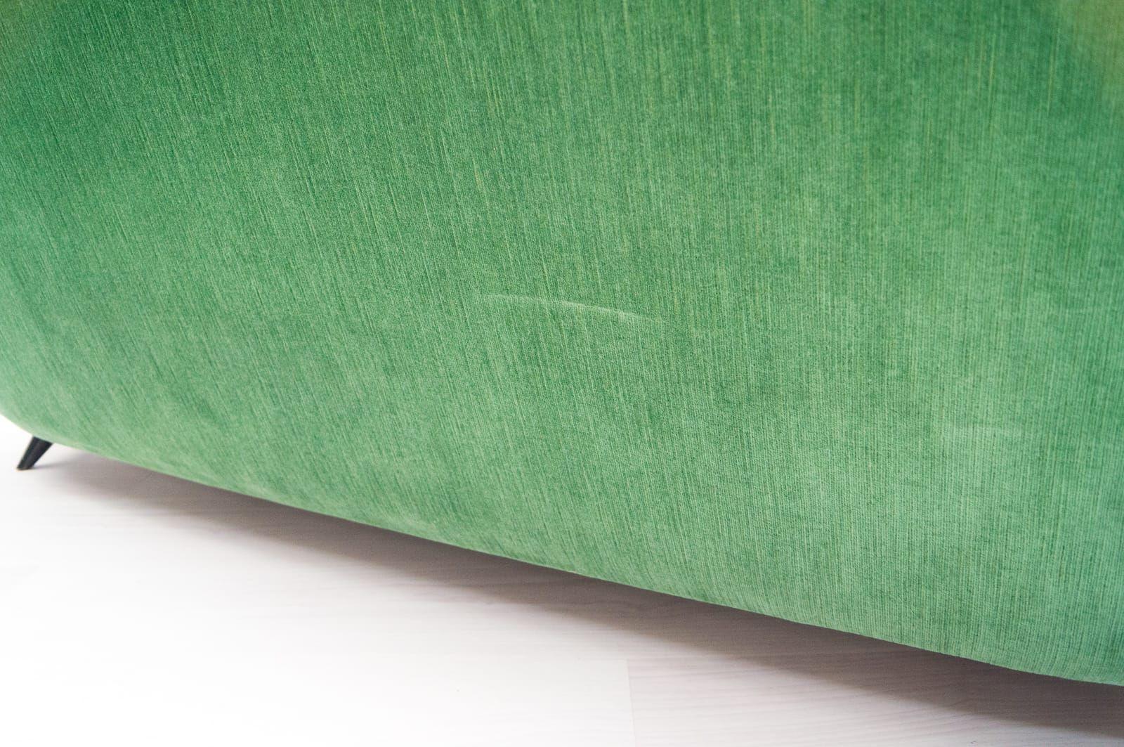 Fabric Vintage Italian Green 3-Seat Sofa, 1950s For Sale