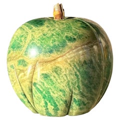 Vintage Italian Green Alabaster Apple Bookends - Set of 2