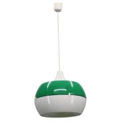 Retro Italian Green and White Plastic Pendant Light, 1970s — Space Age Modern
