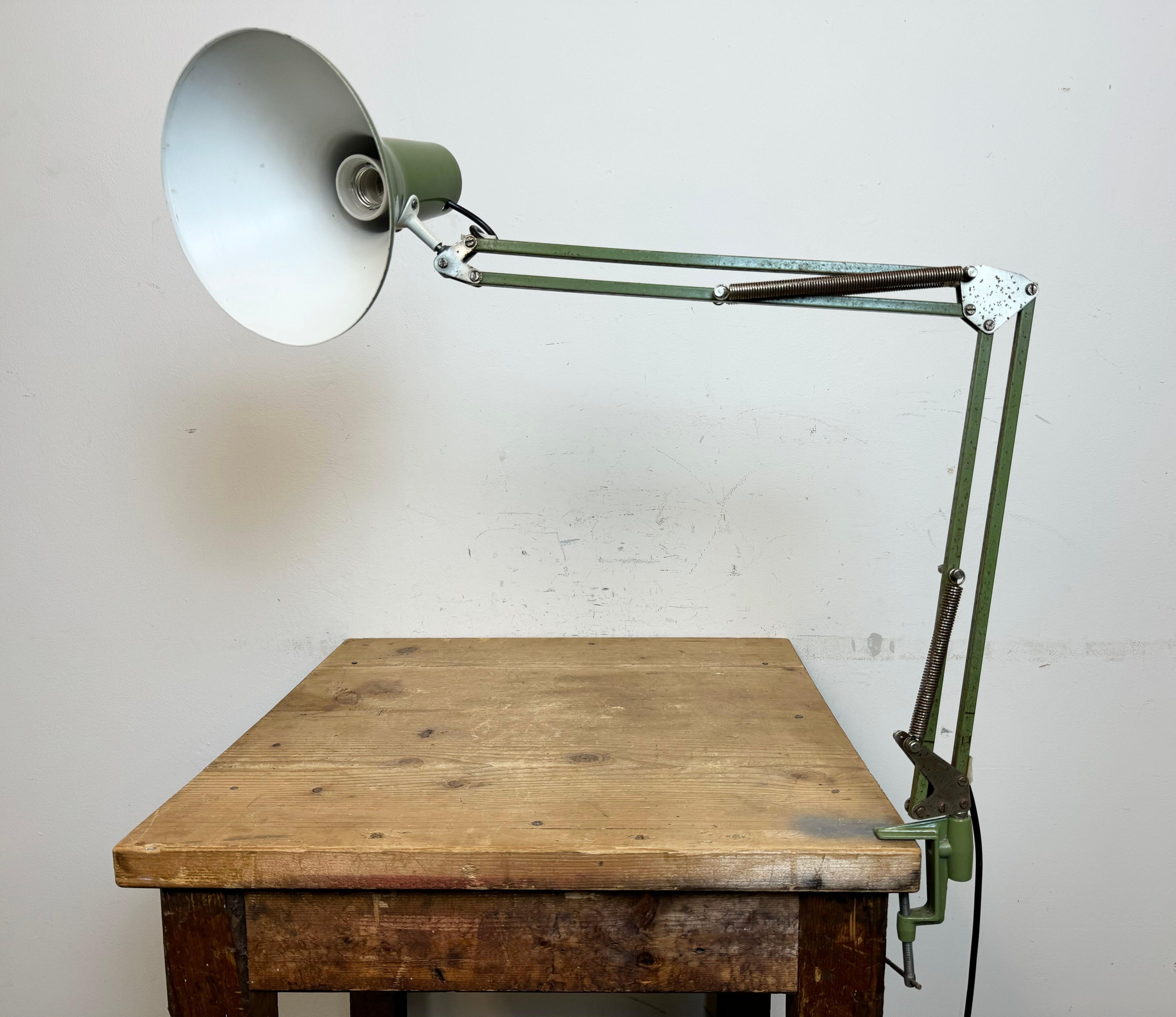 Aluminum Vintage Italian Green Architect Table Lamp, 1970s