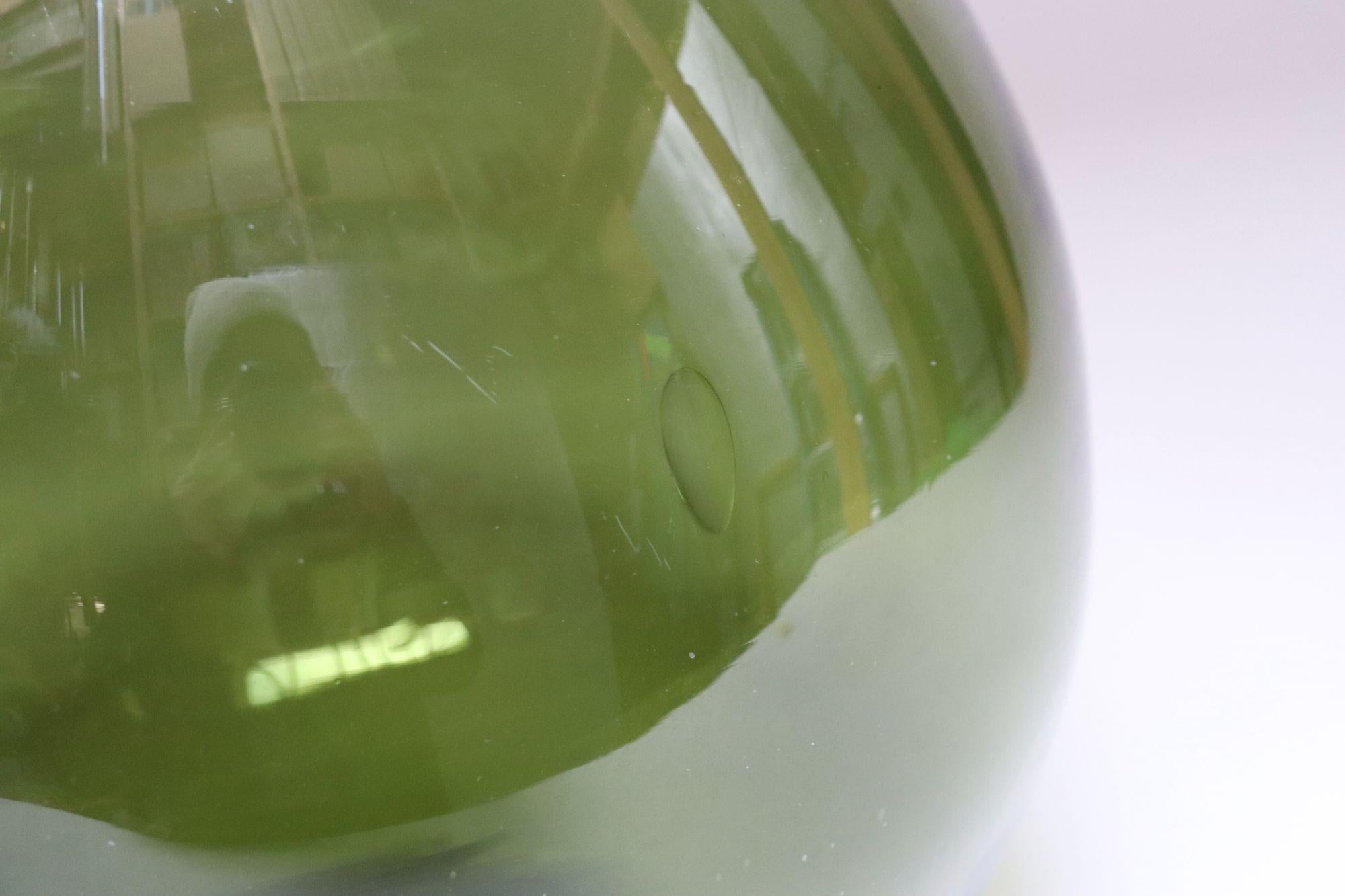 Vintage Italian Green Blown Glass Bulbous Form Demijohn Carboy For Sale 10