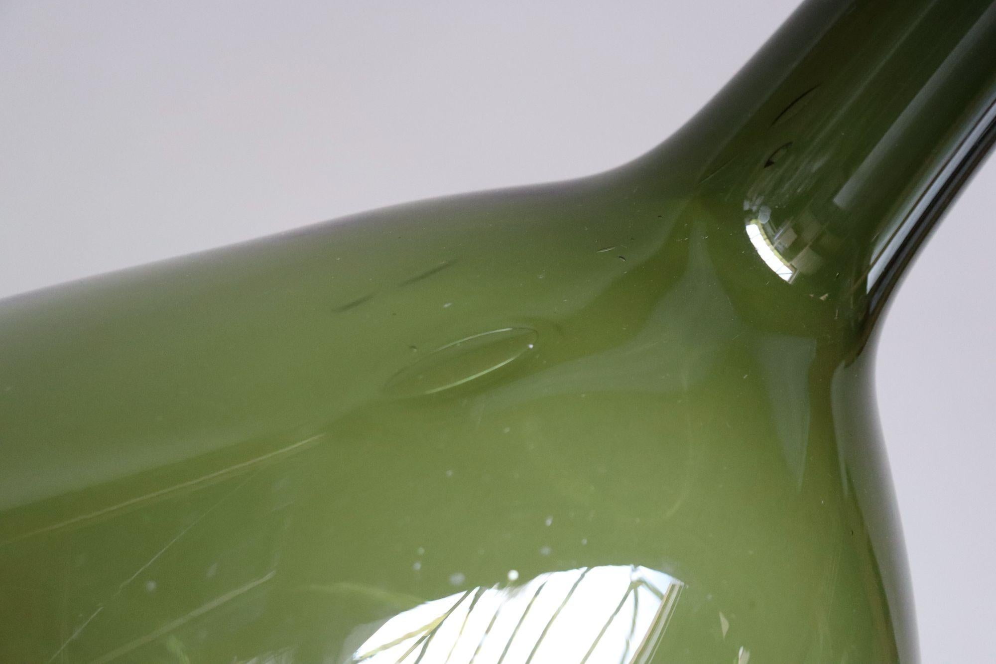 Vintage Italian Green Blown Glass Bulbous Form Demijohn Carboy For Sale 5
