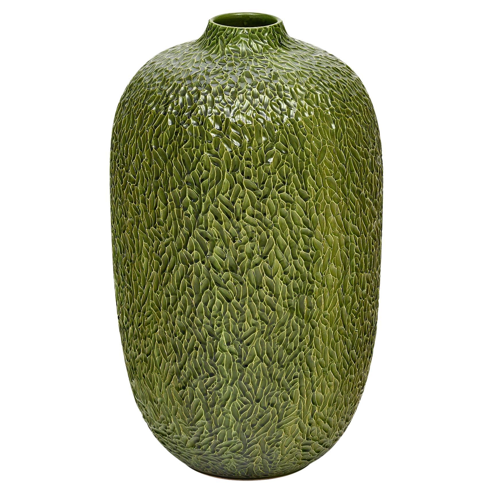 Vintage Italian Green Ceramic Vase For Sale