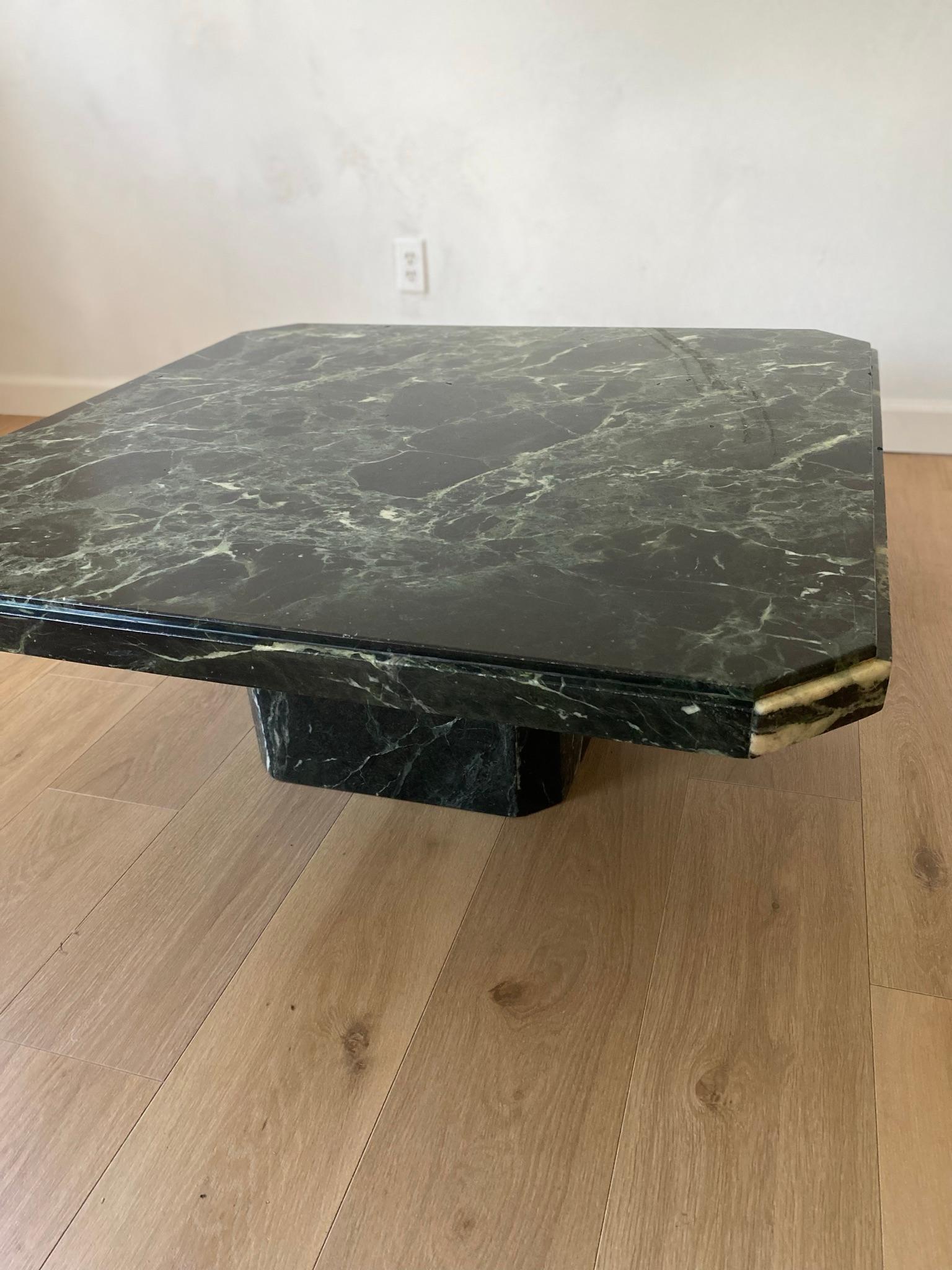 Vintage Italian Green Marble Coffee Table For Sale 6