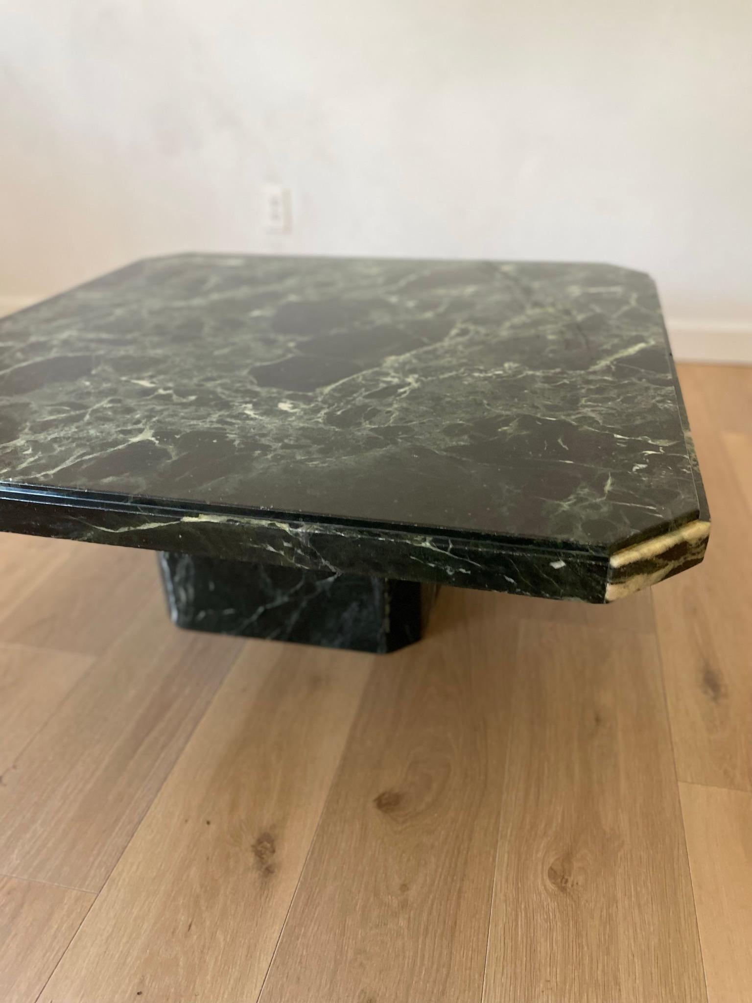 Vintage Italian Green Marble Coffee Table For Sale 1