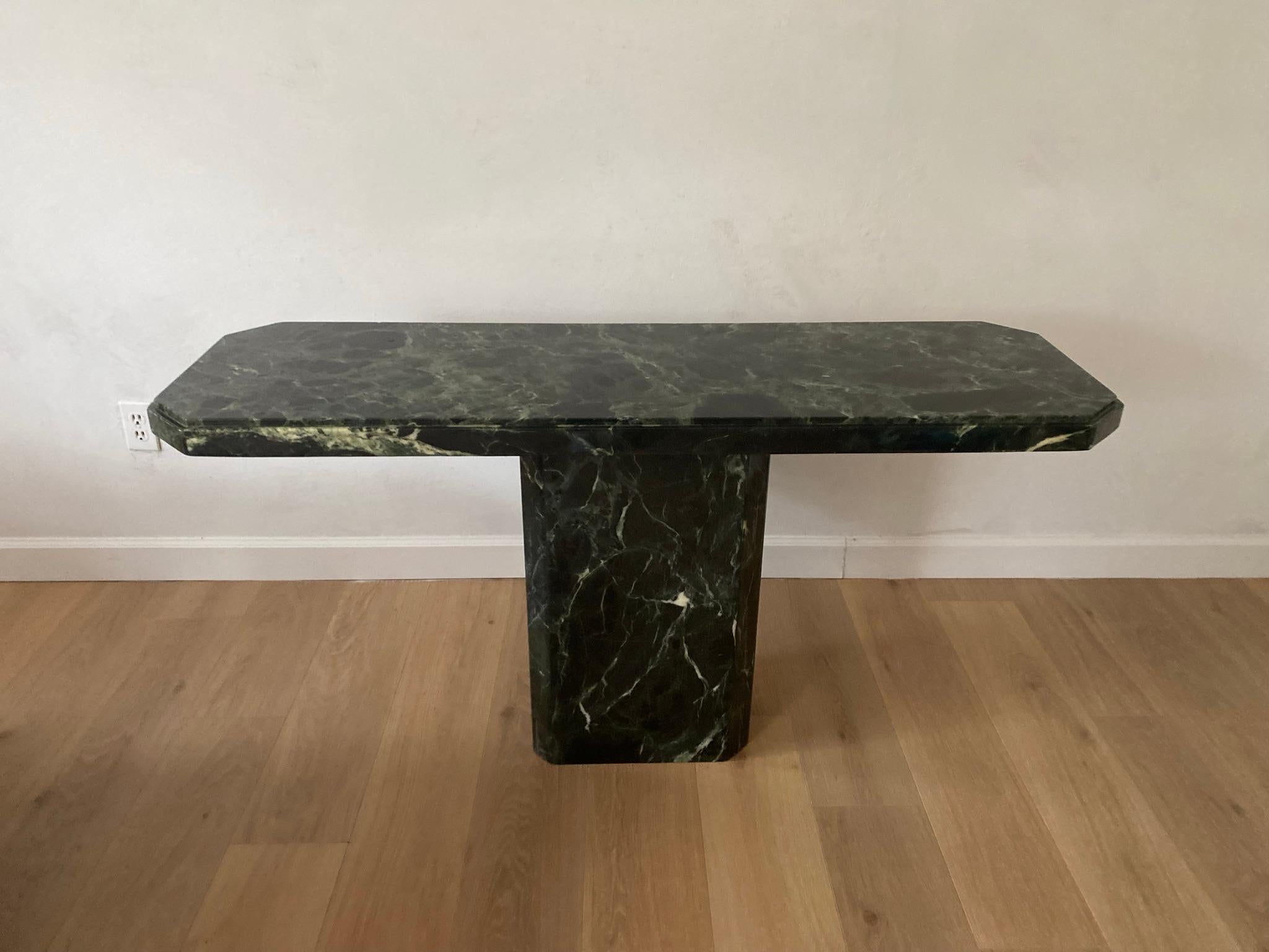 Vintage Italian Green Marble Console In Good Condition For Sale In Dallas, TX