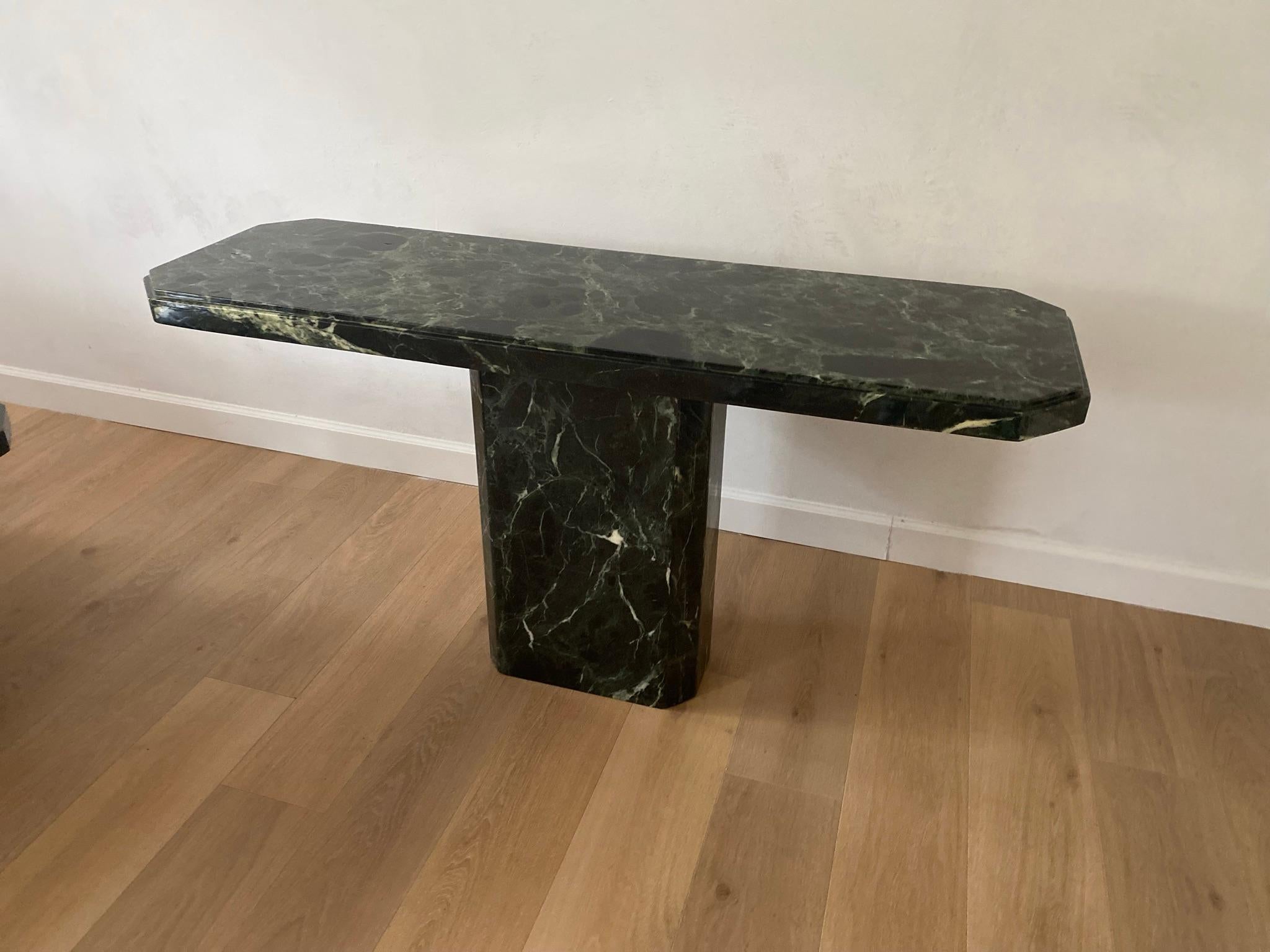 20th Century Vintage Italian Green Marble Console For Sale