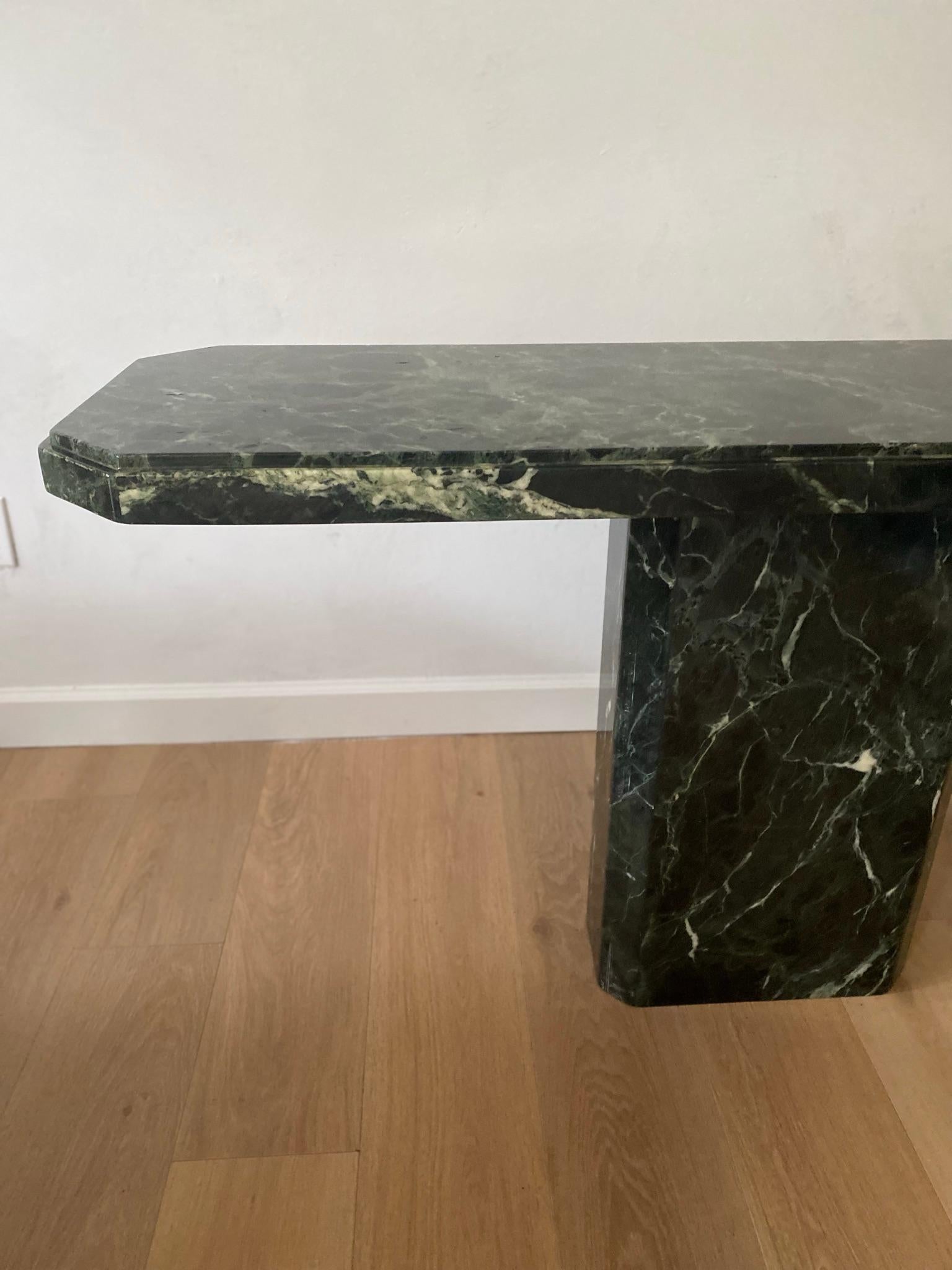 Vintage Italian Green Marble Console For Sale 2
