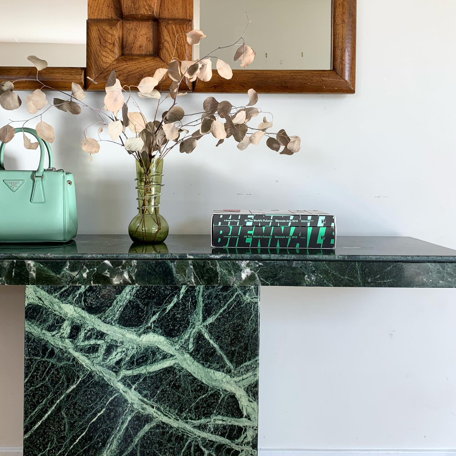 Vintage Italian Green Marble Console Table, 1970s 3