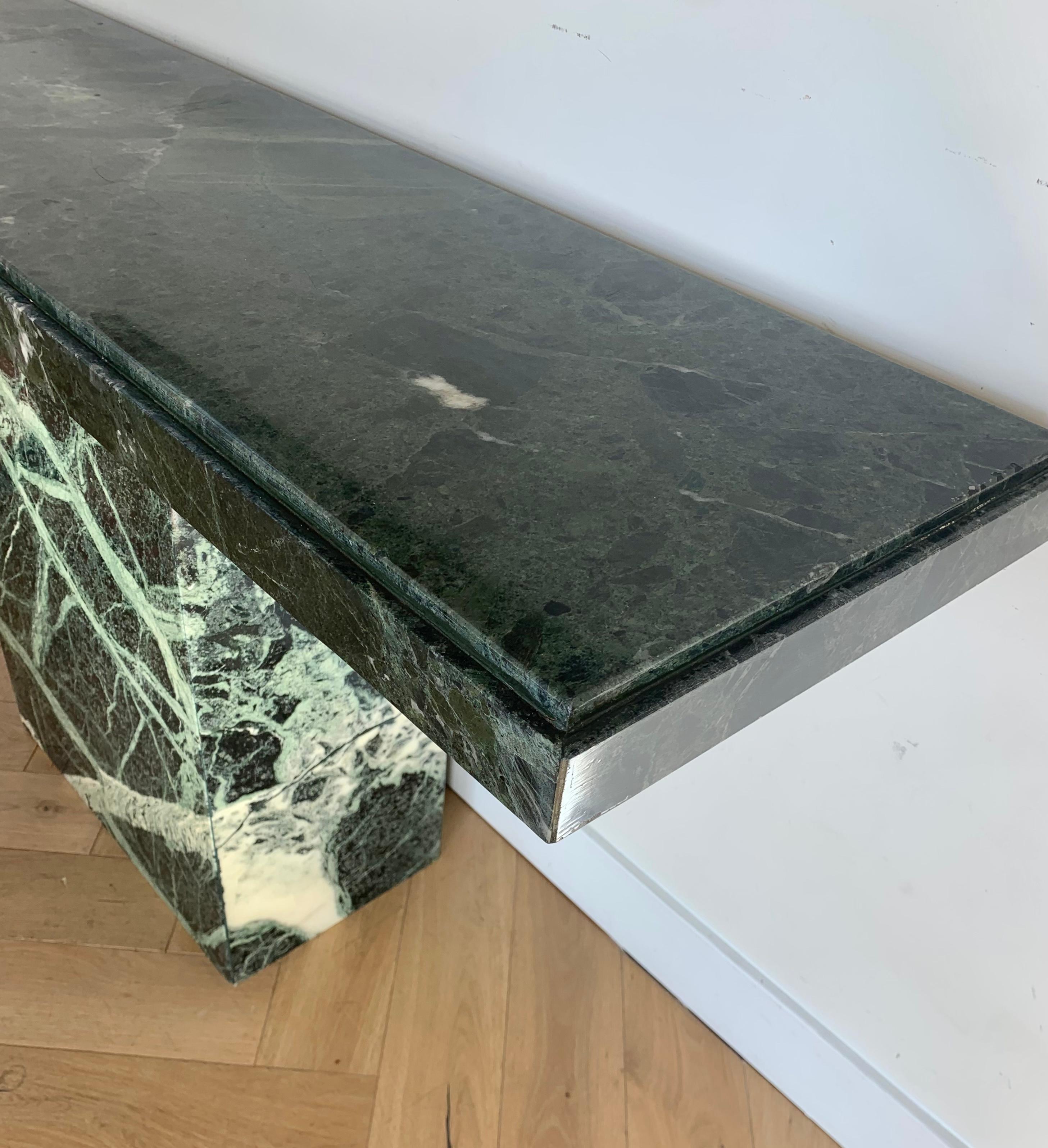 Vintage Italian Green Marble Console Table, 1970s 5
